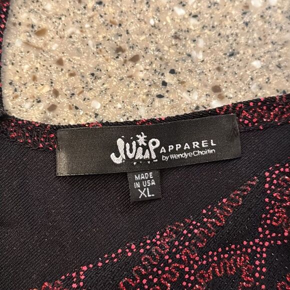 JUMP APPAREL Vintage 90s Black & Red Sparkle Tank Top - Picture 4 of 10